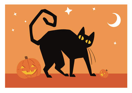 halloween cat postcard